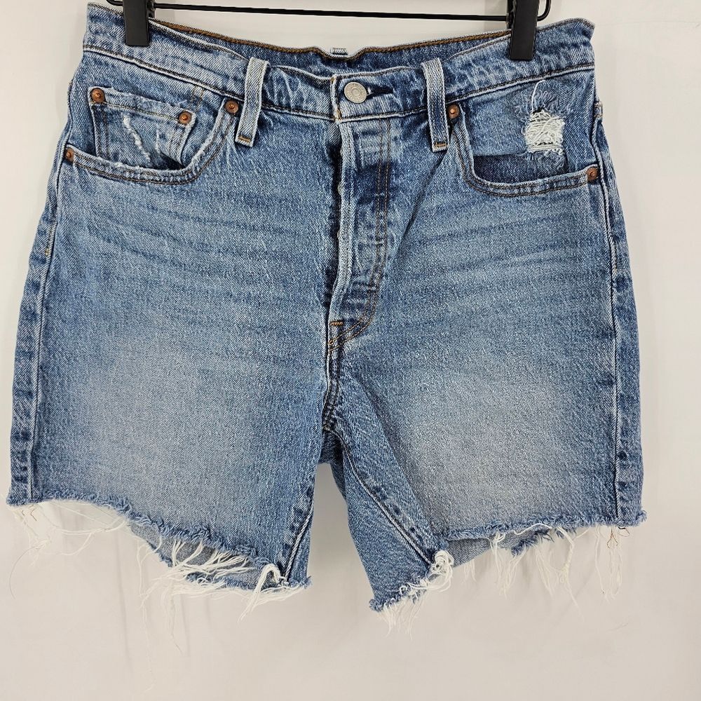 Levi's Blue Distressed Denim Shorts